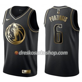 Muški NBA Dres Dallas Mavericks Kristaps Porzingis 6 Nike Crna Golden Edition Swingman